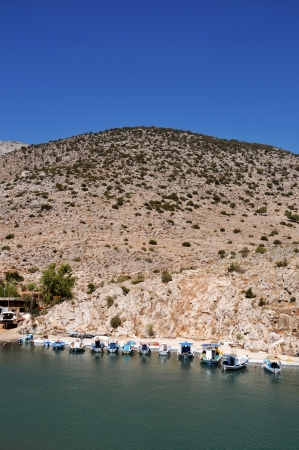 beautiful fishing boats in Kalymnos island port, Greeceの写真素材