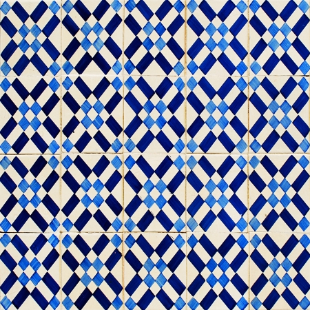 antique portuguese glazed tiles known as azulejos (suitable as a background or texture)の写真素材