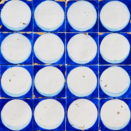 antique portuguese glazed tiles known as azulejos (suitable as a background or texture)の写真素材
