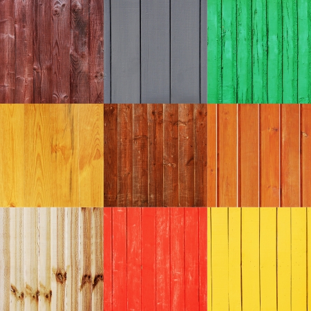 collection of 9 different wood planks  suitable as a background or texture の写真素材