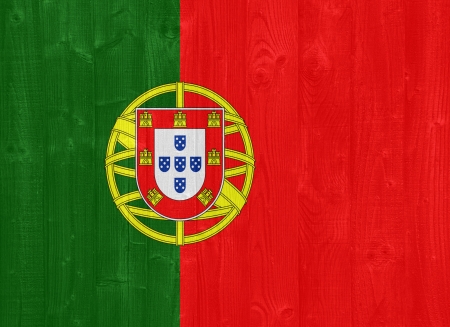 gorgeous Portugal flag painted on a wood plank textureの写真素材
