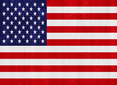 gorgeous United States of America flag painted on a wood plank textureの写真素材