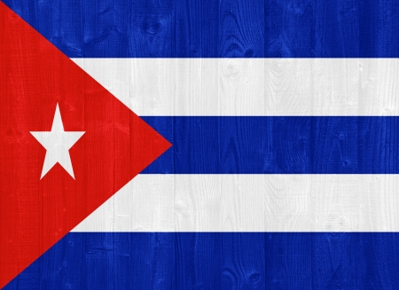 gorgeous Cuba flag painted on a wood plank textureの写真素材