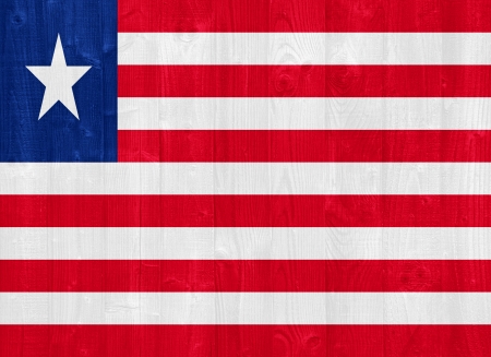 gorgeous Liberia flag painted on a wood plank textureの写真素材
