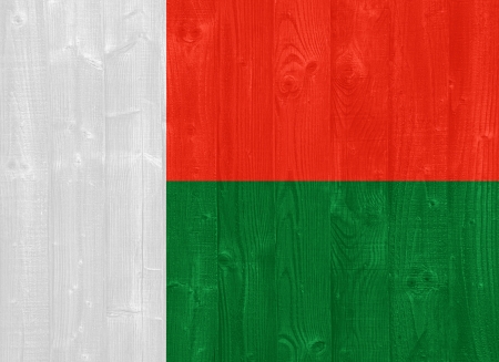 gorgeous Madagascar flag painted on a wood plank textureの写真素材