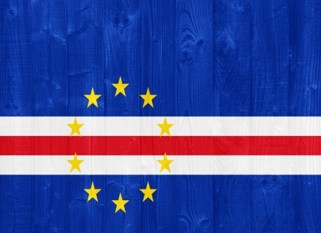 gorgeous Cape Verde flag painted on a wood plank textureの写真素材