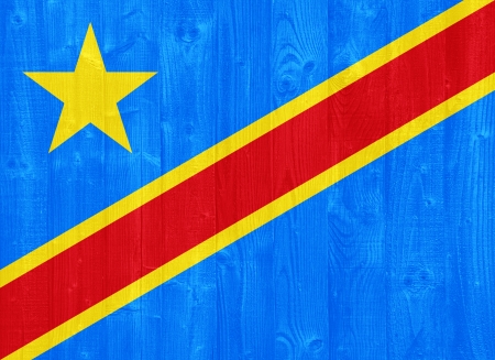 gorgeous Congo flag painted on a wood plank textureの写真素材