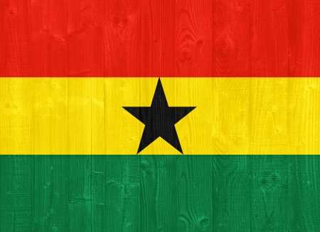 gorgeous Ghana flag painted on a wood plank textureの写真素材