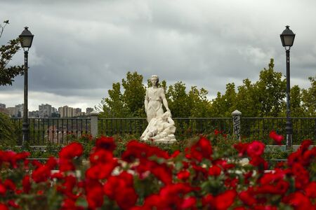 MADRID, SPAIN - OCTOBER 20, 2019: Sculpture ? ?? The dream of San Francisco?? by Santiago Costa. Made in stone It is located in the La Latina neighborhood of Madrid.のeditorial素材