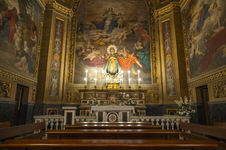 MADRID, SPAIN - OCTOBER 20, 2019: Chapel of the Virgen del Olvido in the basilica of San Francisco. Work of Carlos Luis de Ribera and dedicated to Queen Maria de las Mercedesのeditorial素材