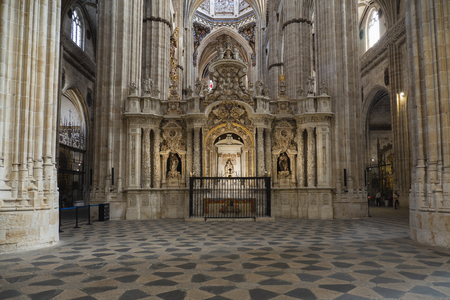 Inside of the New Cathedral of Salamanca in Spain, a mixture of Gothic, Renaissance and Baroque styles. 16th to 18th centuriesのeditorial素材