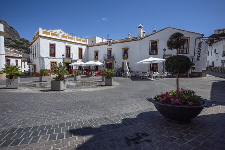 MONTEJAQUE, SPAIN - JUNE 20, 2019: Constitution Square of Montejaque, Spain. It is located inside the Grazalema Natural Parkのeditorial素材