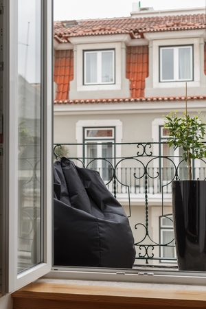 House decoration details black puff in balconyの写真素材