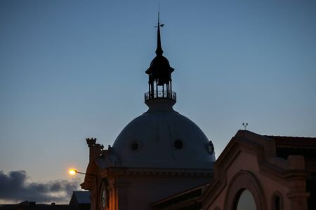 Silhouette of a building in downtown Lisbonの写真素材