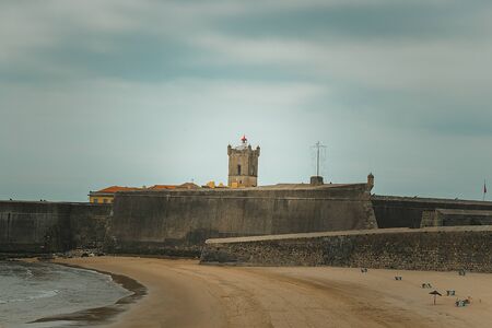 Landscape on the torre beach in oeiras, lisbon, Portugalの写真素材