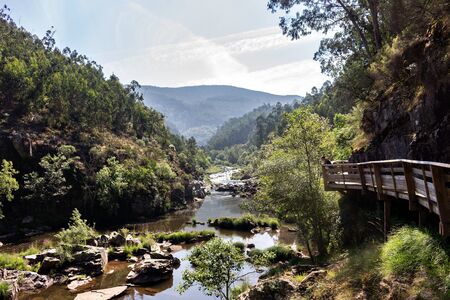 Paiva Walkways are located on the left bank of the Paiva River, in Arouca, Portugalの写真素材