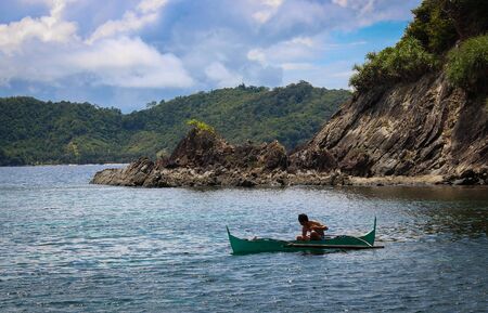 Traditional wooden fishing boats from the Philippinesの写真素材