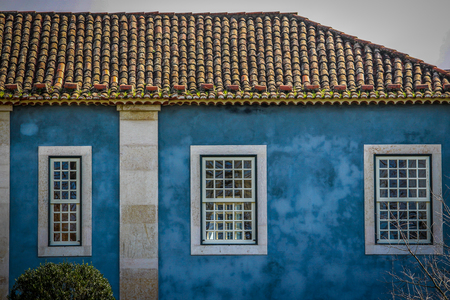 A blue house on the Queluz National Palace park, Sintra, Portugalのeditorial素材