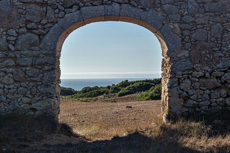 Roman ruins, Sesimbra, portugalの写真素材