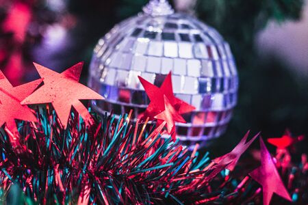 christmas ball hanging on the christmas treeの写真素材