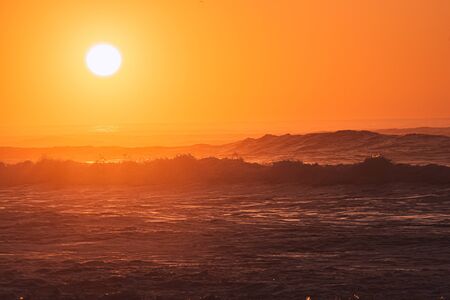 Sunset on Adraga Beach, Power of Nature, Sintra, Portugalの写真素材