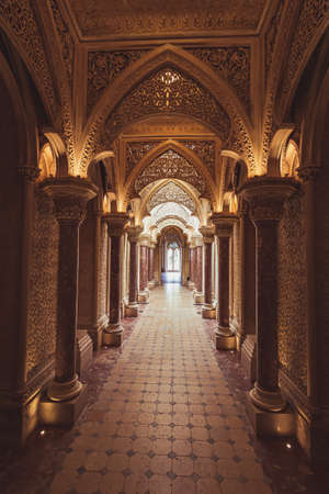 Corridor of Monserrate Palace, interior palace, sintra, portugalのeditorial素材
