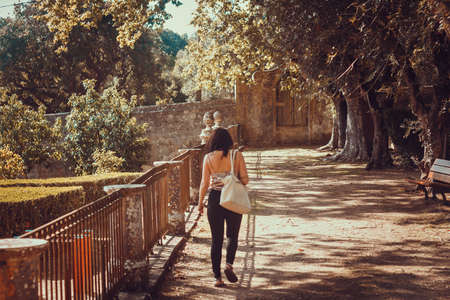 A path in the middle of a shrub garden, sintra, portugalの写真素材