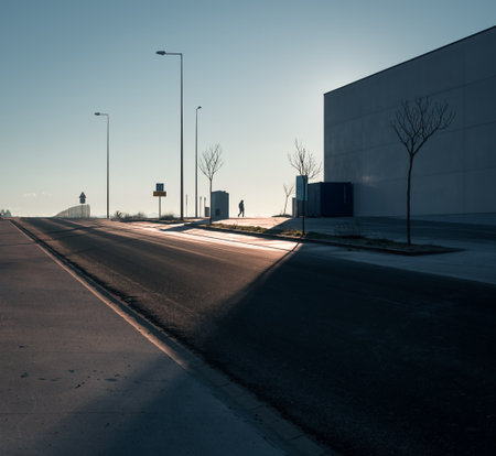 Street composition exercise at dawn in an industrial estate in Lugo Galiciaの写真素材