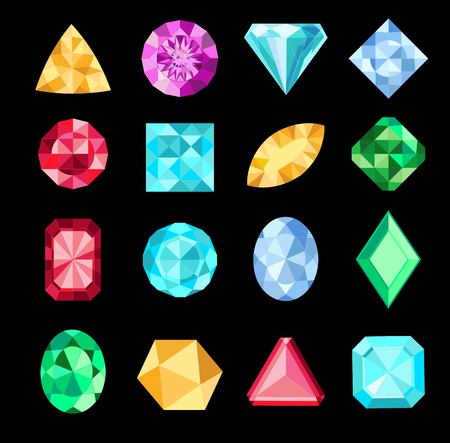 Set of fantasy jewelry gems, stone for game. Diamond or brilliantsのイラスト素材