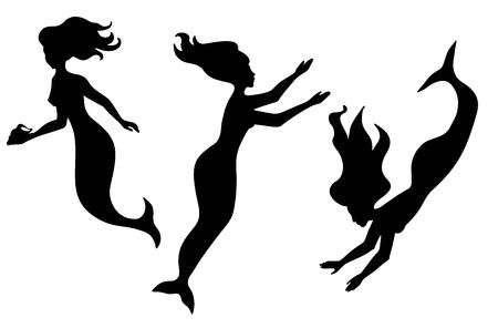 Silhouettes of a mermaid. Fantastic image. Vectorのイラスト素材