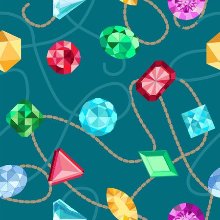 Seamless colorful diamond gemstones. Assorted Jewels patternのイラスト素材