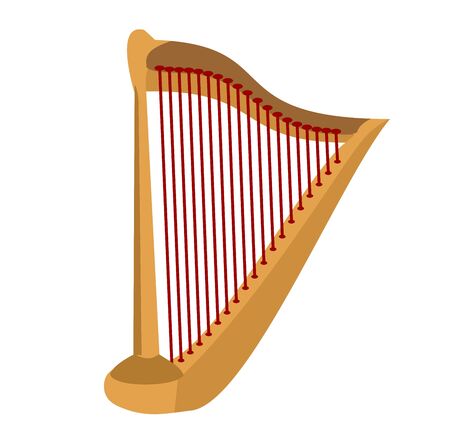 Wooden harp on white background. Classical string musical instrumentのイラスト素材