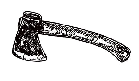 Ax sketch vector illustration Camping elements instrumentのイラスト素材