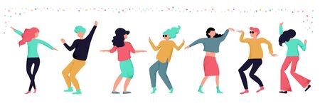 Group of happy dancing people or male and female dancersのイラスト素材