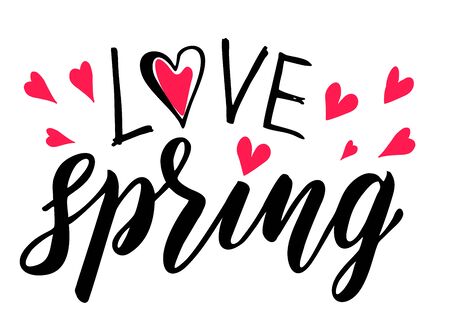 Spring Lettering. Love spring. Vector season quote. Hand letteringのイラスト素材
