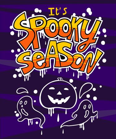 It s spooky season. Halloween overlays, lettering labels design. Halloween party sign, logoのイラスト素材