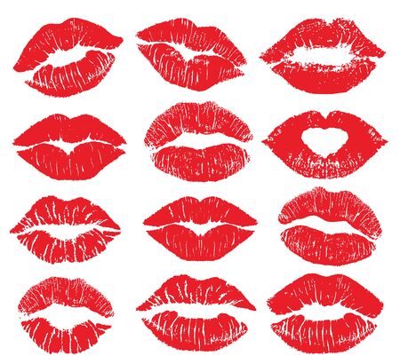Lipstick kiss print isolated   set.のイラスト素材