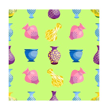 Flower vases seamless pattern.のイラスト素材