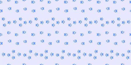 Animal tracks horizontal seamless pattern. Footpath trail of animal snow seamless pattern. Dog or...