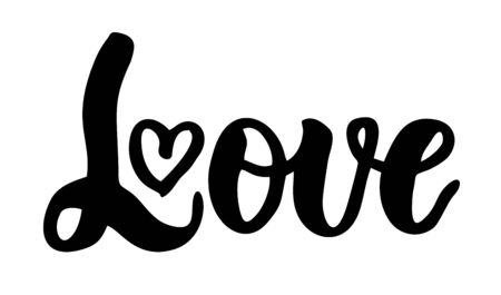Love greeting card design with stylish text for Happy Valentines Day celebration. lettering quote. Vector text, lettering phrase. Isolated on white background.のイラスト素材