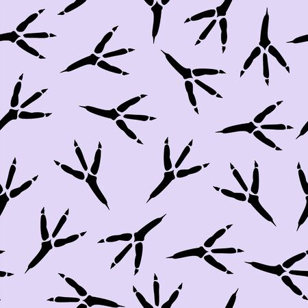 Seamless pattern with footprint of a bird. Vector seamless background with a pattern of traces of bird steps. Fabric textile printのイラスト素材
