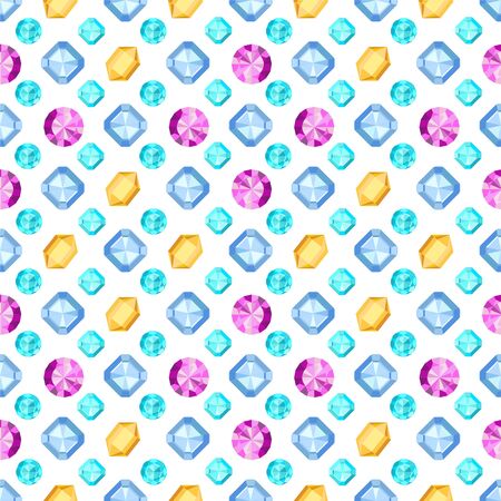 Diamonds or brilliants seamless pattern. Gemstone pattern. Vector illustration. Flat design gemstone. Pattern can be used as wrapping paper, background, fabric print, web page backdrop, wallpaperのイラスト素材
