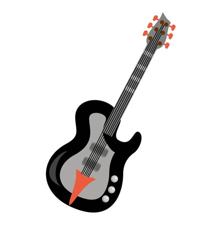 Electric guitar flat vector illustration. Rock music instrument. Flat illustration electric guitar. Acoustic guitar or ukulele. Isolated on white background. Vector illustration.のイラスト素材