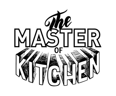 The master of kitchen. Cooking lettering. Design concept for cooking classes, courses, food studio, cafe, restaurant.のイラスト素材