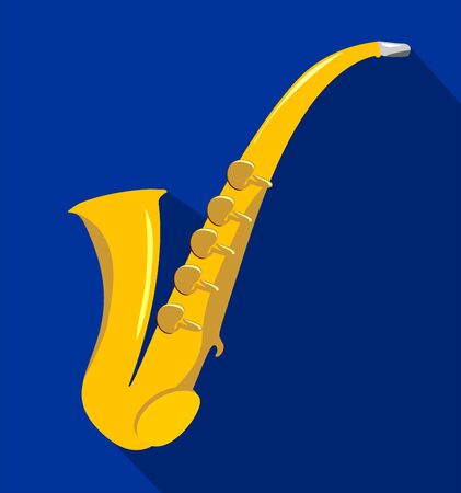 Saxophone flat icon. Vector illustration. Classical music wind instrument saxophone. Blues, funk or jazz musical equipment. Isolated on white backgroundのイラスト素材