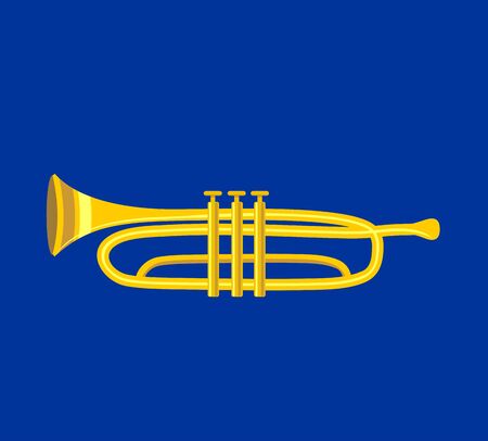 Trumpet icon. Flat vector illustration trumpet. Golden trumpet. Wind musical instrument- trumpet. Isolated on white background.のイラスト素材