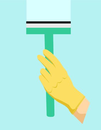 Vector cartoon squeegee, scraper, wiper for cleaning windows, floor, bathroom shiny flat, icon template.のイラスト素材