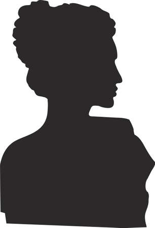 Chinese woman face silhouette. Elegant beautiful woman in a Chinese costume with a national hairstyle silhouette profile in black. Young attractive girl profile sign.のイラスト素材
