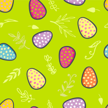 Easter eggs seamless pattern. Spring background with painted Easter eggs. Digital paper. Vector hand-drawn illustration in pastel colors. Ideal for textiles, fabric printingのイラスト素材