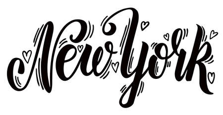 New York. Lettering. Hand drawn greeting card with text NY City. Tourism and travel. Typography lettering phrase New York isolated on the white background. Modern brush creative typography.のイラスト素材